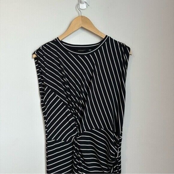 Banana Republic Stripe Twist FrontMidi Dress Size Medium Black & White - Picture 7 of 15